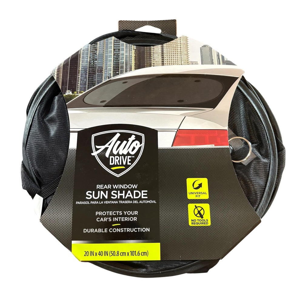 Auto Drive Rear Window Sun Shade Black Universal‎ Fit 20x40 Inch NEW